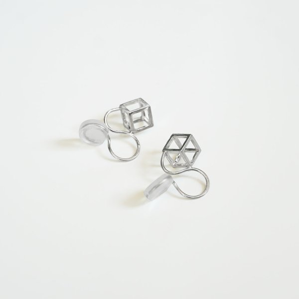 画像1: シンプルイヤリング　Byakuroku（びゃくろく）Cube シルバーイヤリング Silver Silver925 Silver earrings イヤリング Earring シルバー シルバー925 シルバーアクセサリー (1)